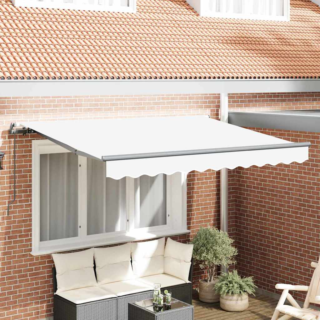 Retractable Awning White 350 x 200 cm Polyester, Aluminium