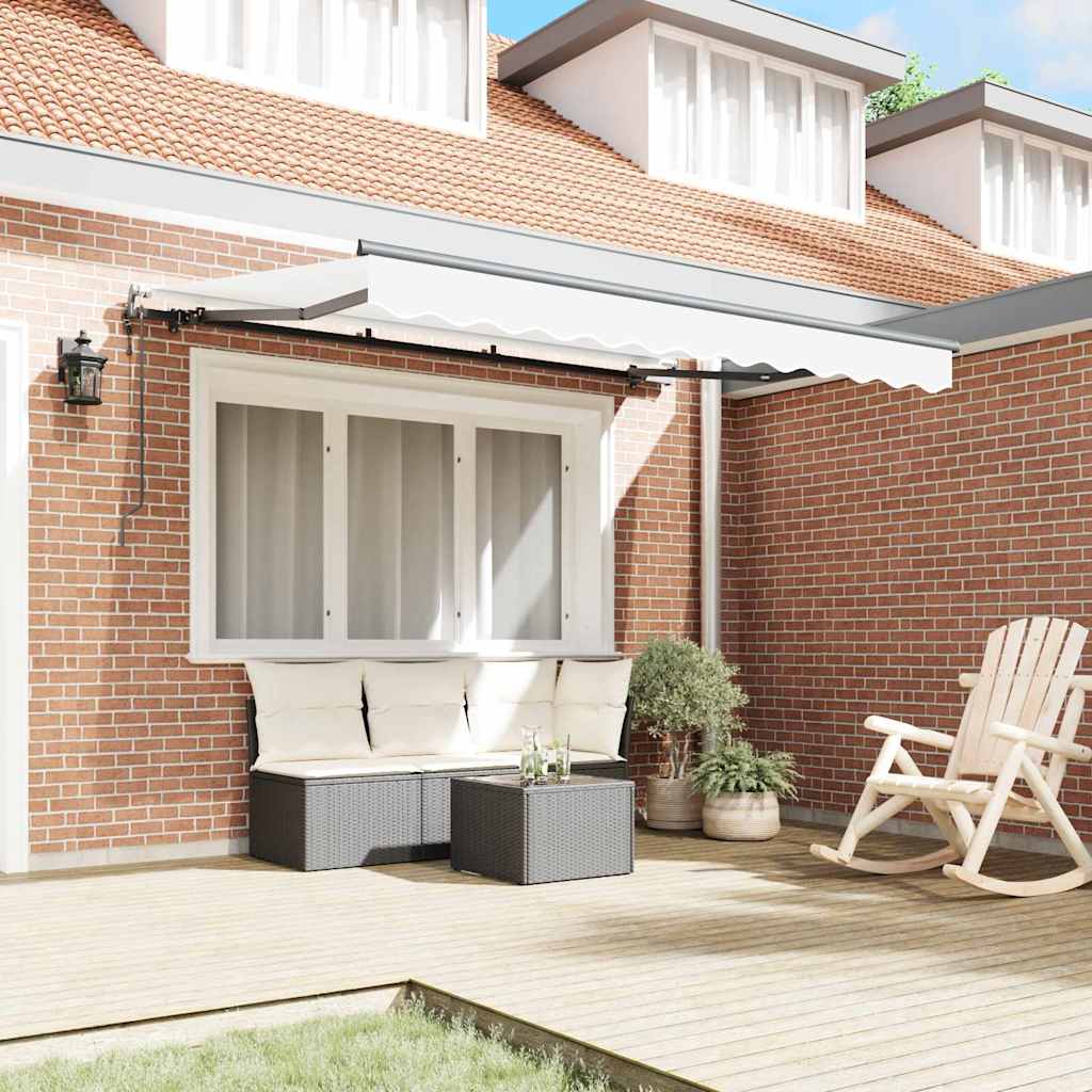 Retractable Awning White 350 x 200 cm Polyester, Aluminium