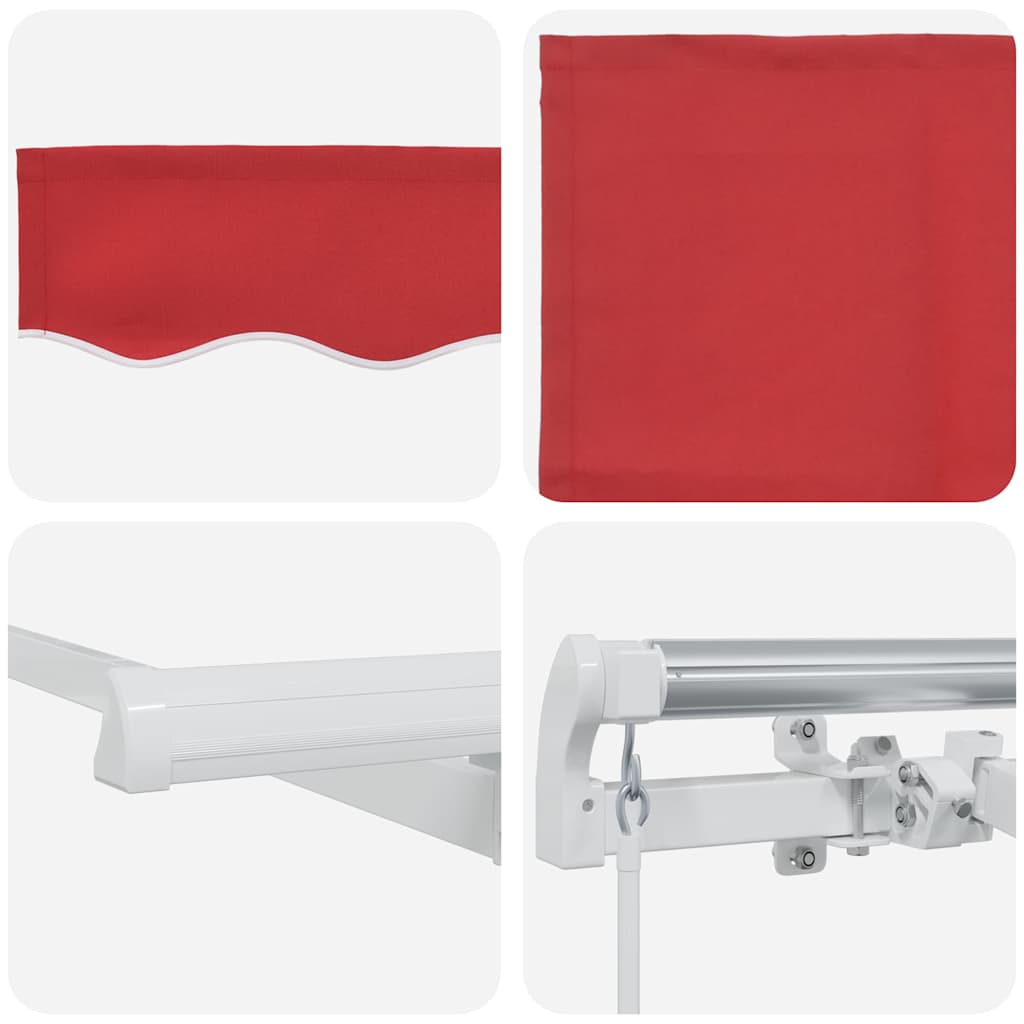 Retractable Awning Red 350 x 200 cm Polyester, Aluminium
