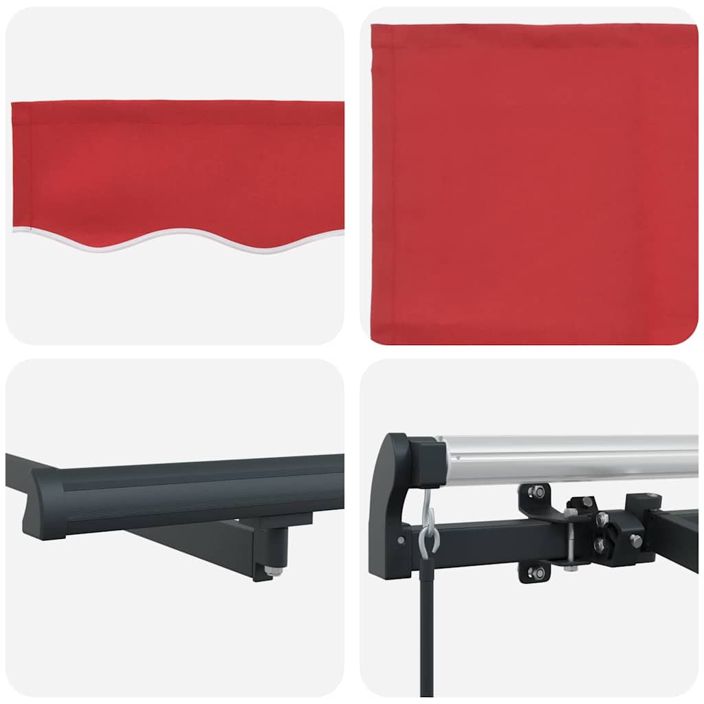 Retractable Awning Red 350 x 200 cm Polyester, Aluminium