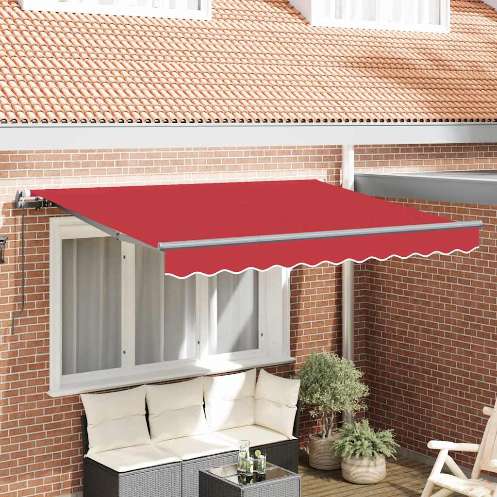 Retractable Awning Red 350 x 200 cm Polyester, Aluminium