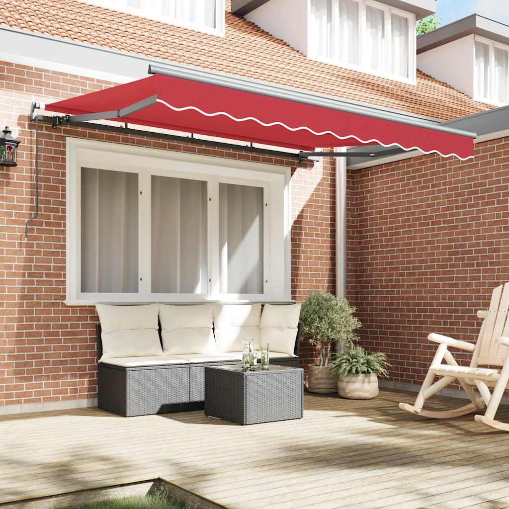 Retractable Awning Red 350 x 200 cm Polyester, Aluminium