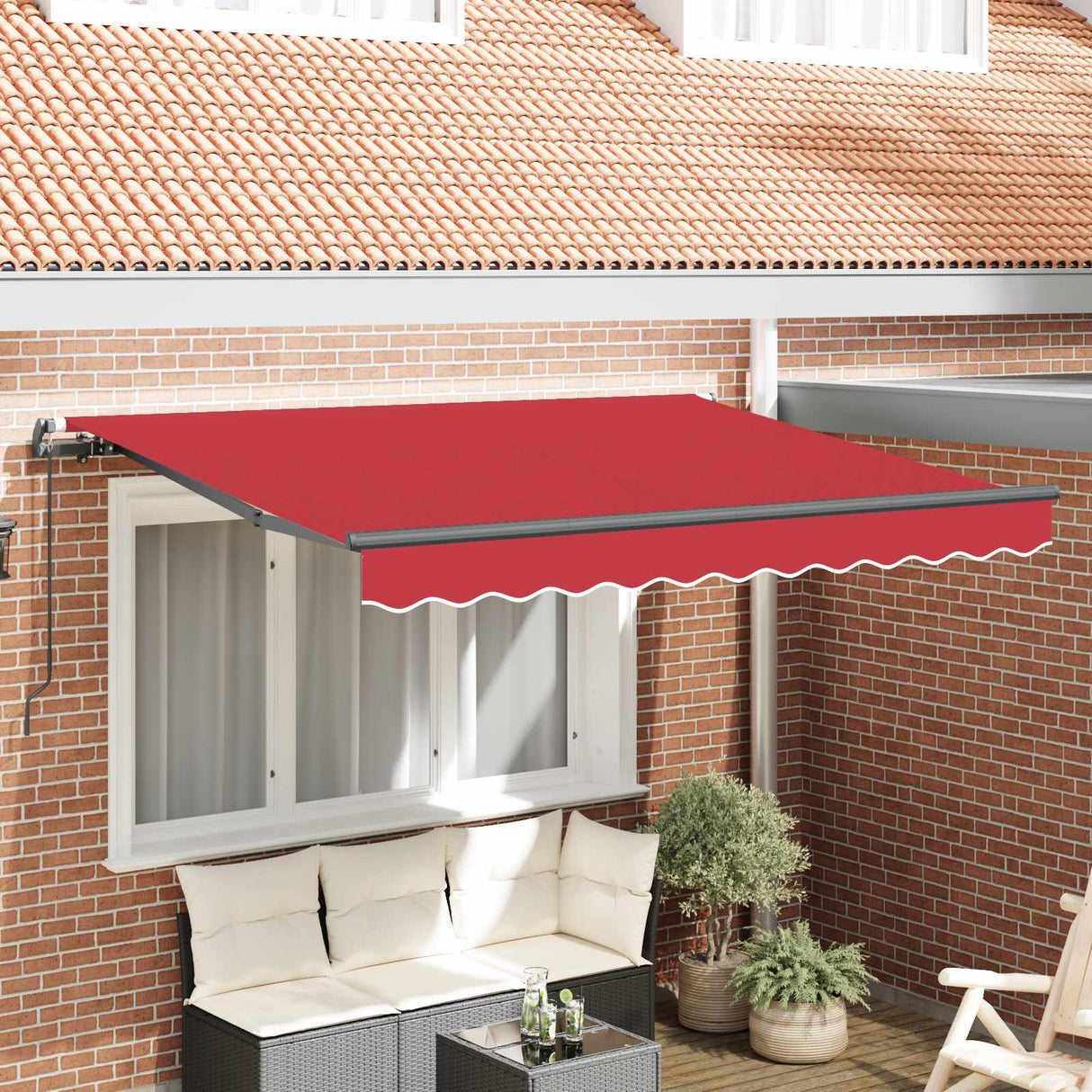 Retractable Awning Manual Red 350 x 200 cm Fabric