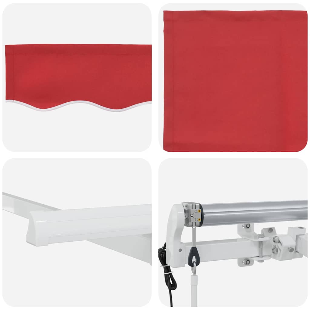 Retractable Awning Red 350 x 200 cm Polyester, Aluminium