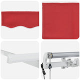Retractable Awning Red 350 x 200 cm Polyester, Aluminium
