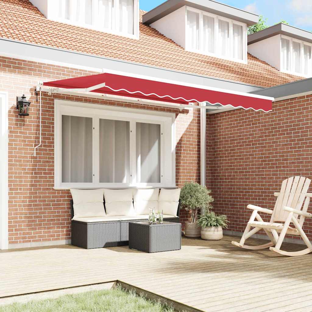 Retractable Awning Red 350 x 200 cm Polyester, Aluminium