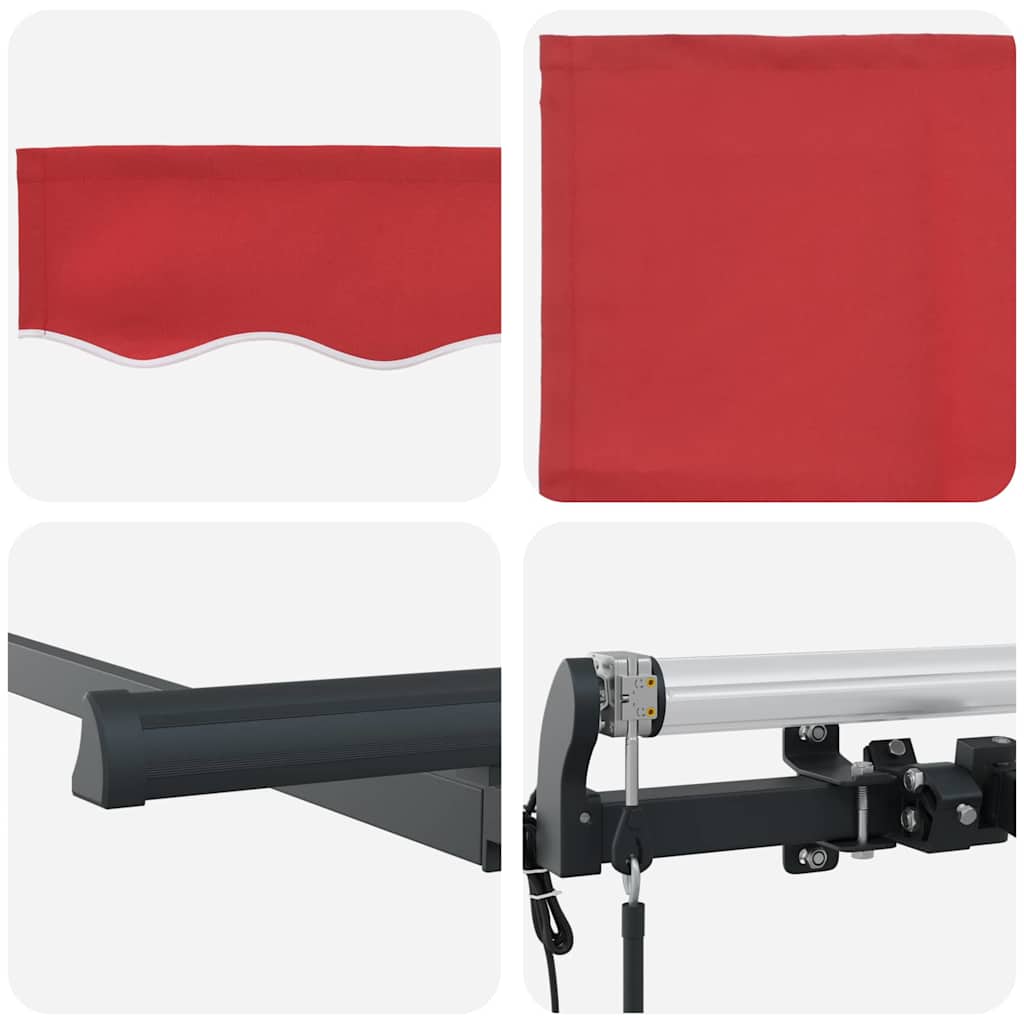 Retractable Awning Red 350 x 200 cm Polyester, Aluminium