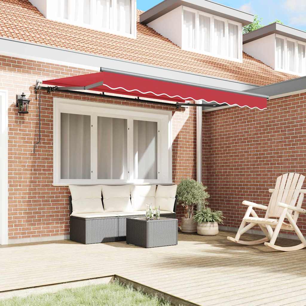 Retractable Awning Red 350 x 200 cm Polyester, Aluminium