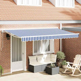 Retractable Awning Manual Blue and White 400x200 cm Fabric