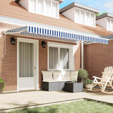 Retractable Awning Manual Blue and White 400x200 cm Fabric