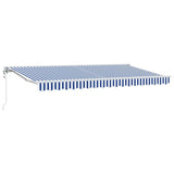 Retractable Awning Manual Blue and White 400x200 cm Fabric