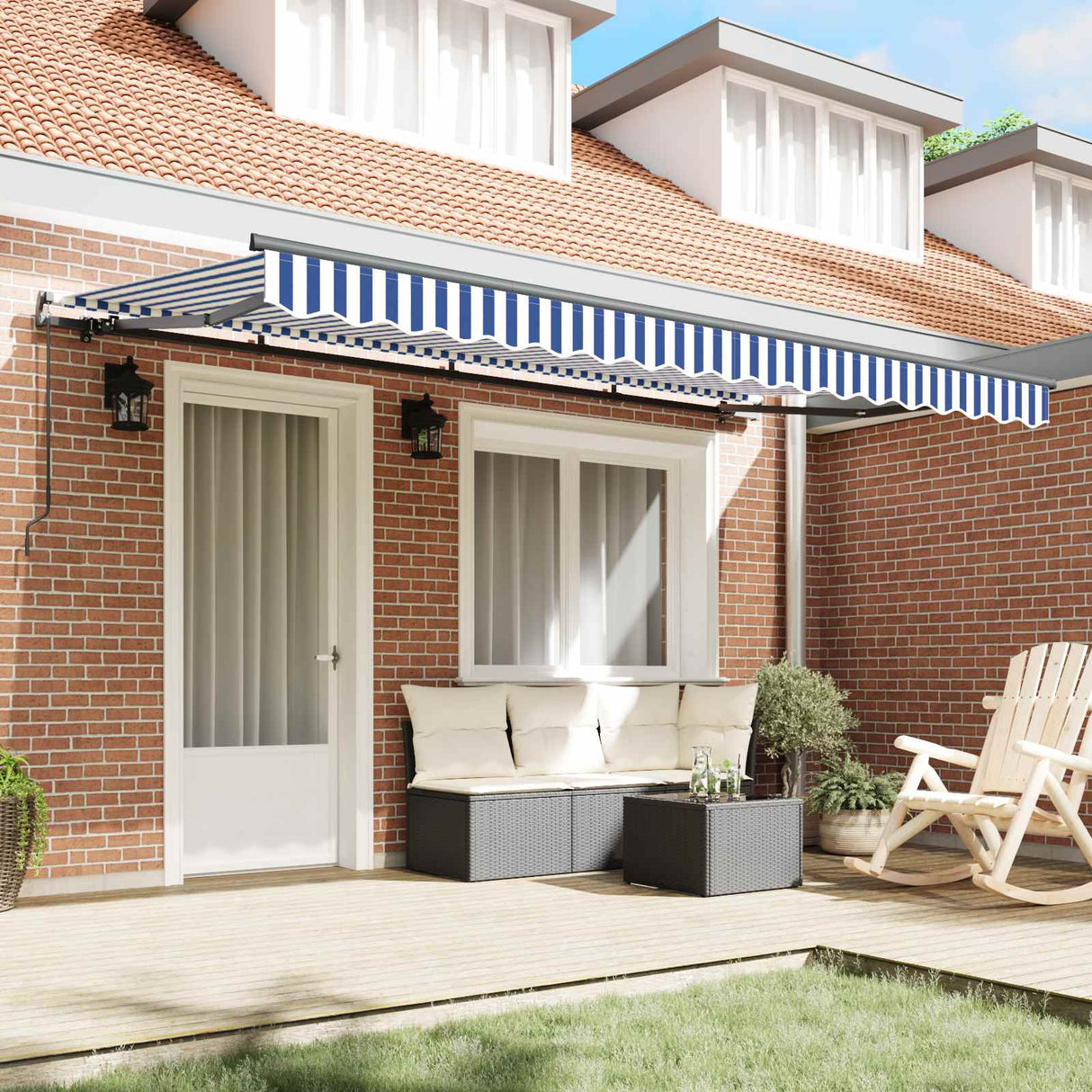 Retractable Awning Manual Blue 400 x 200 cm Fabric