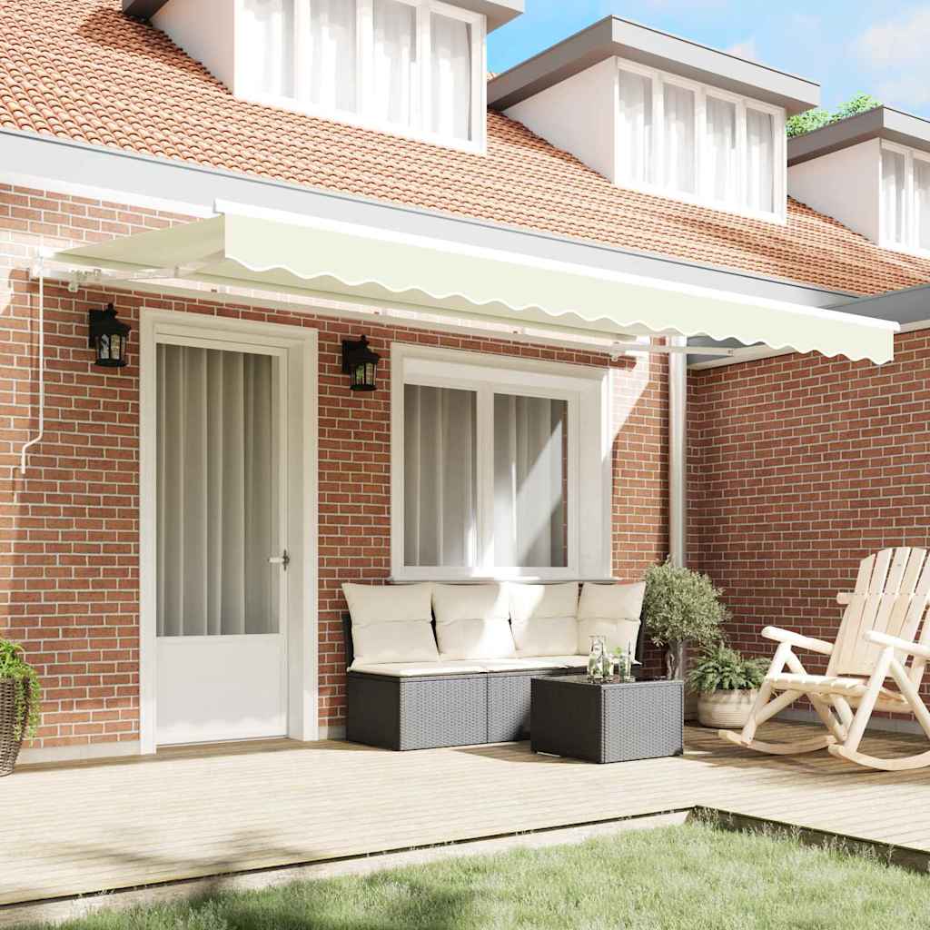 Retractable Awning Cream 400 x 200 cm Polyester, Aluminium
