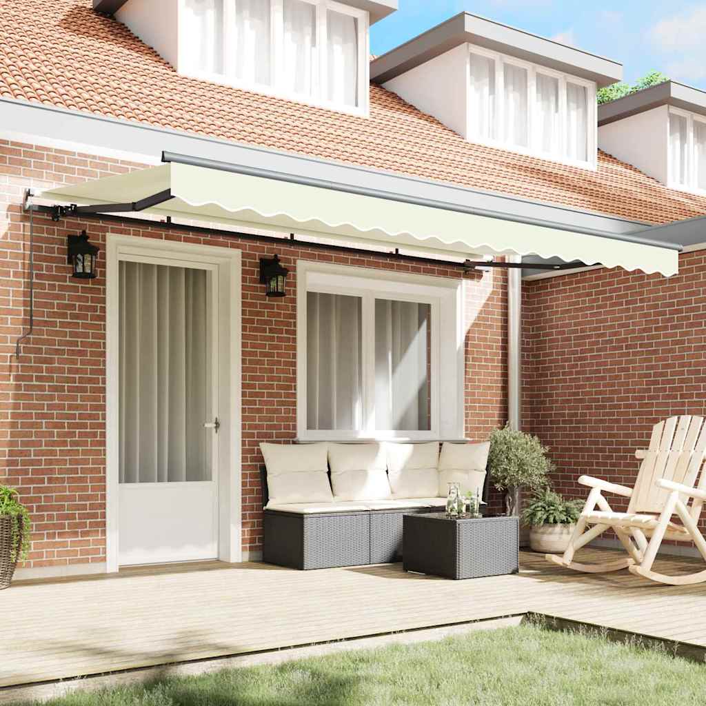 Retractable Awning Cream 400 x 200 cm Polyester, Aluminium