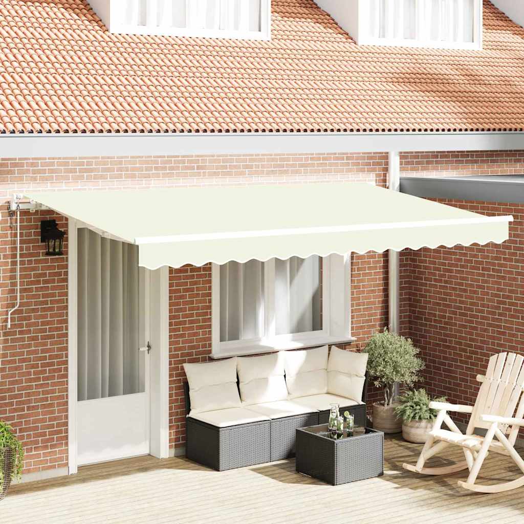 Retractable Awning Cream 400 x 200 cm Polyester, Aluminium