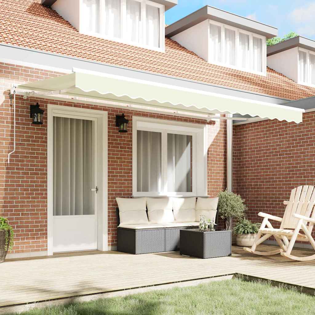 Retractable Awning Cream 400 x 200 cm Polyester, Aluminium