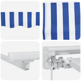 Retractable Awning Striped Blue and white 400 x 200 cm Fabric