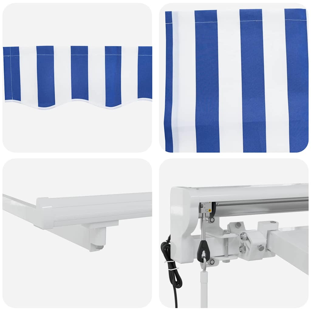 Retractable Awning Striped Blue and white 400 x 200 cm Fabric