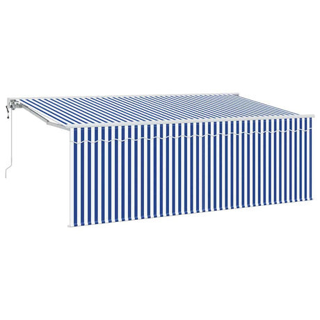 Retractable Awning Striped Blue and white 400 x 200 cm Fabric