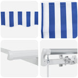 Retractable Awning Manual Blue and White 400 x 200 cm Fabric