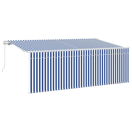 Retractable Awning Manual Blue and White 400 x 200 cm Fabric