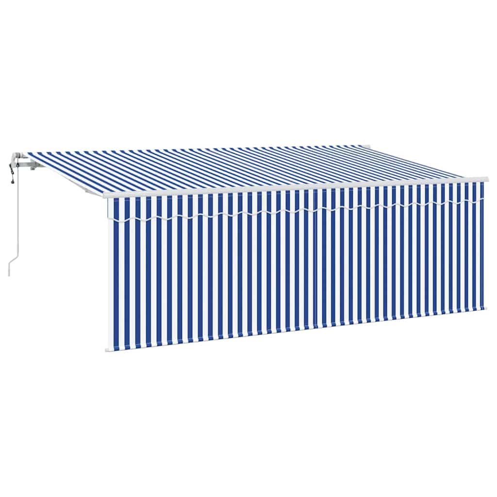 Retractable Awning Manual Blue and white 400 x 200 cm Fabric