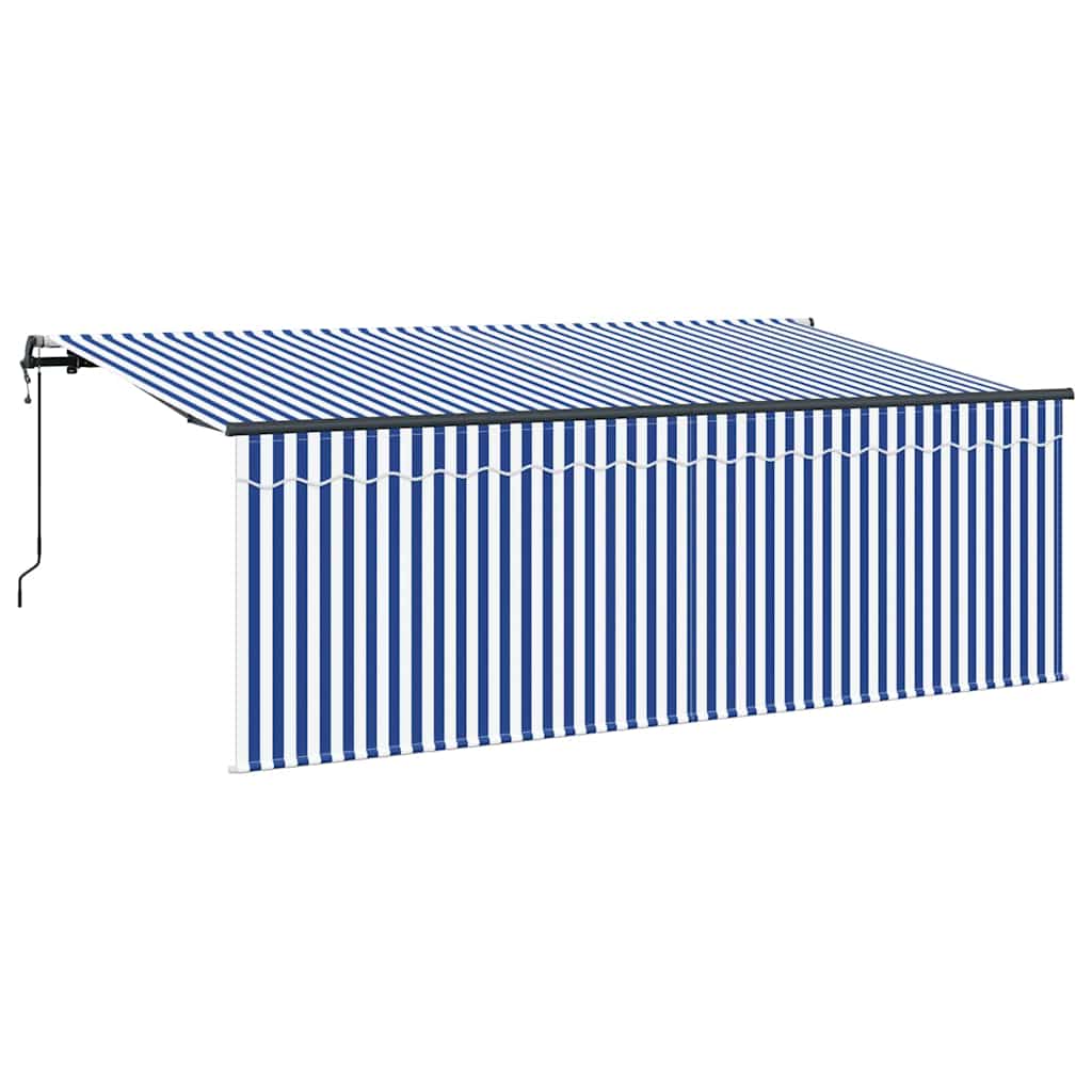 Retractable Awning Blue and white 400 x 200 cm Fabric