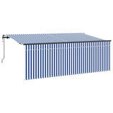 Retractable Awning Blue and white 400 x 200 cm Fabric