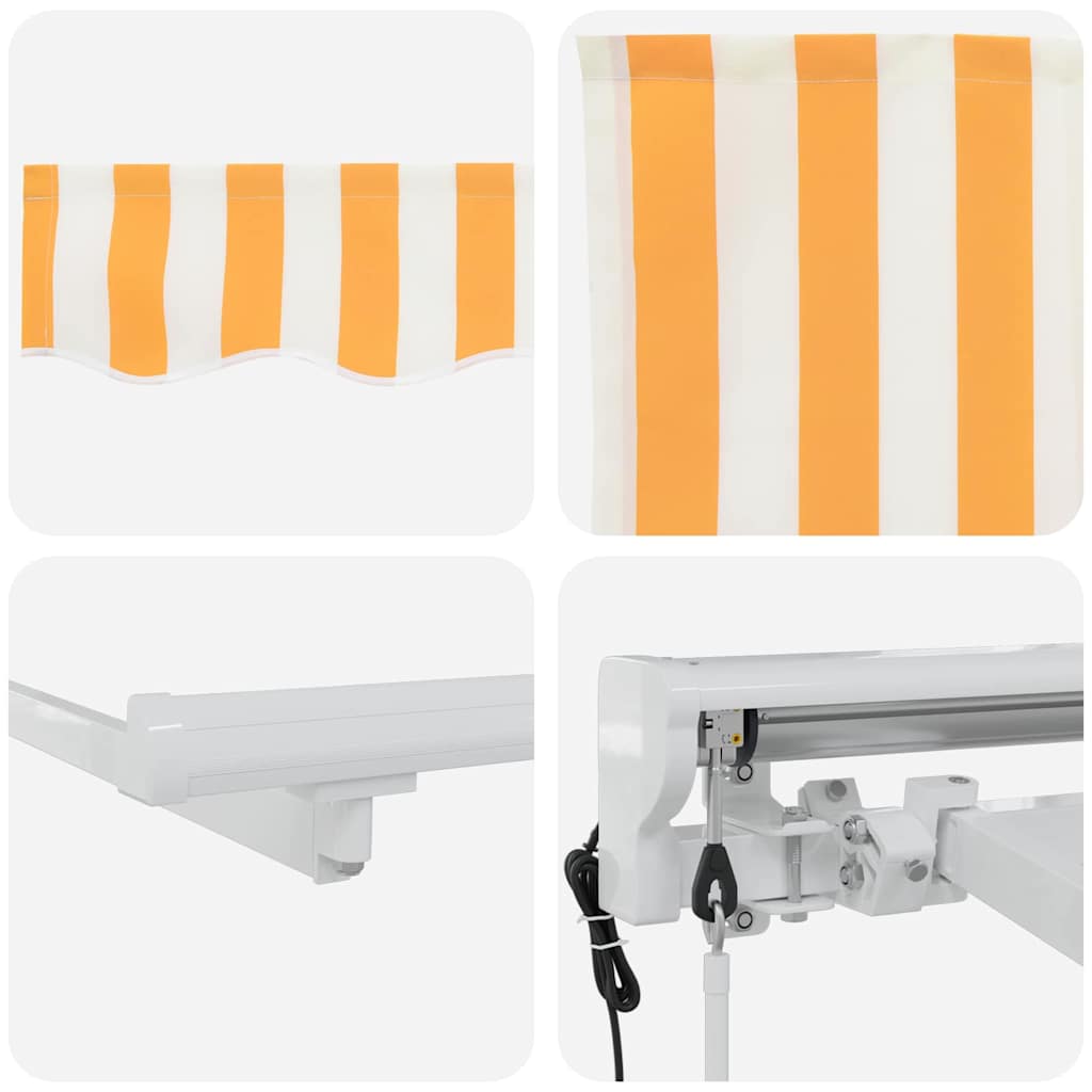 Retractable Awning Yellow and White 400x200 cm Fabric
