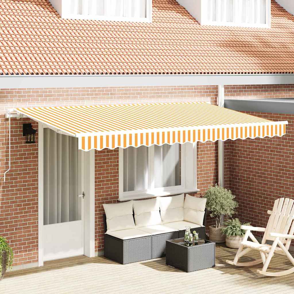 Retractable Awning Yellow, White 400 x 200 cm