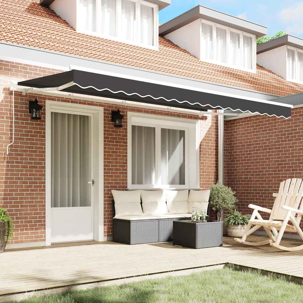 Retractable Awning Anthracite 400 x 200 cm Polyester, Aluminium