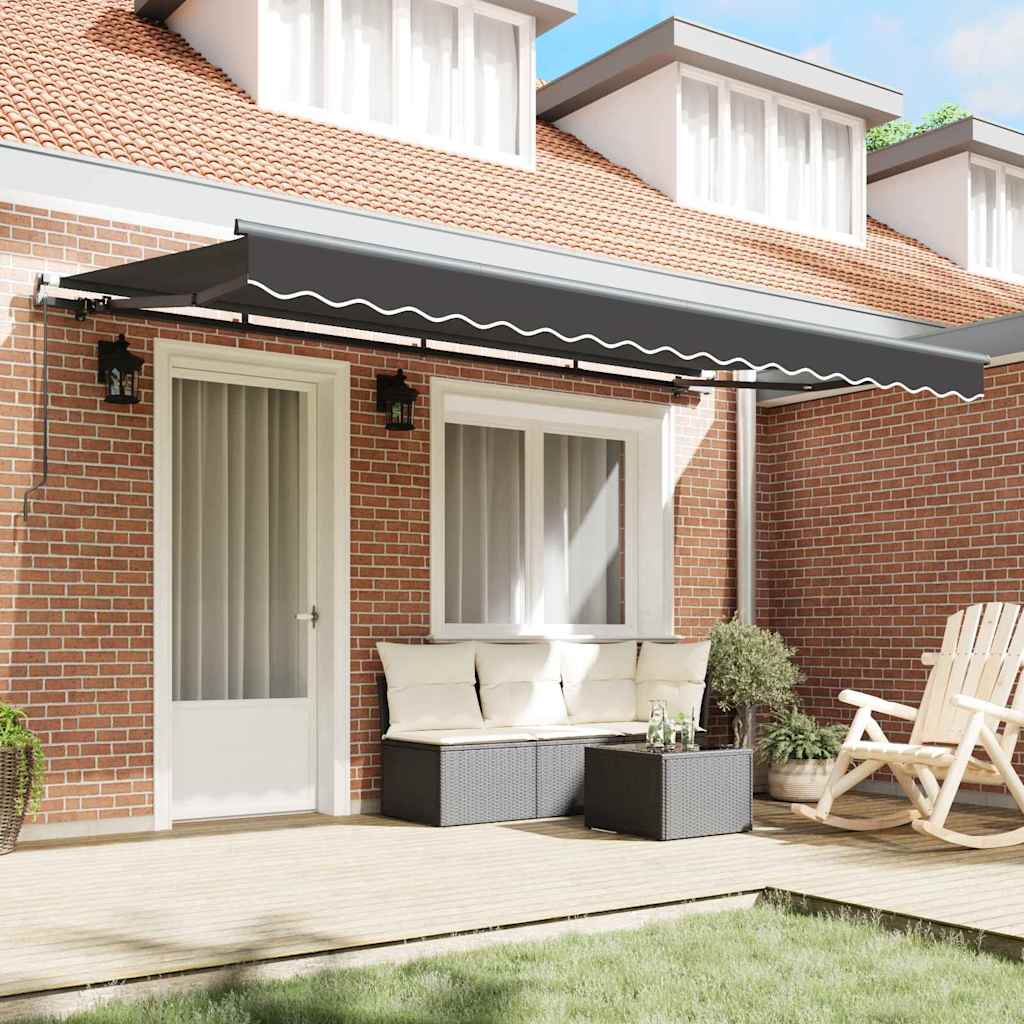 Retractable Awning Anthracite 400 x 200 cm Polyester, Aluminium
