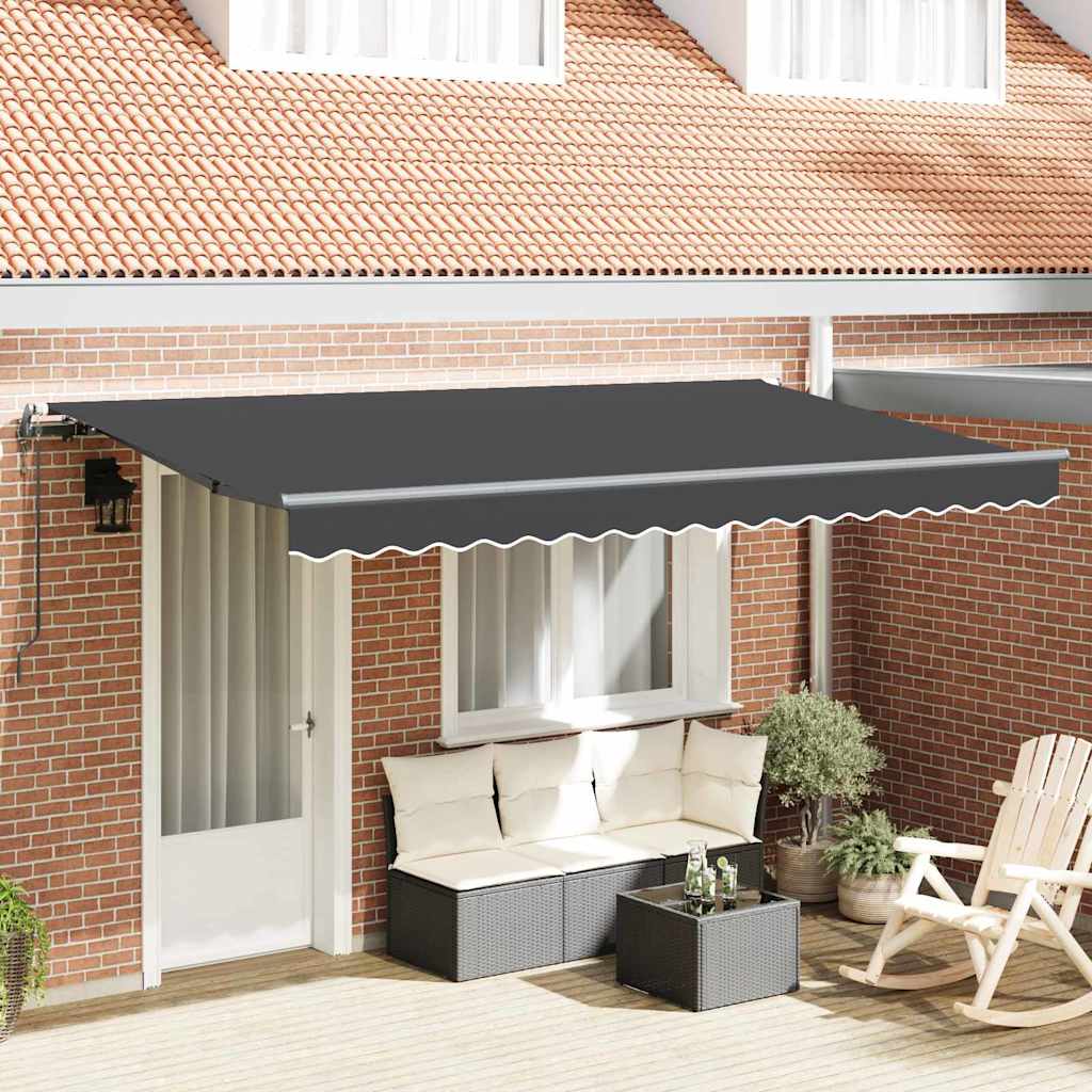 Retractable Awning Anthracite 400 x 200 cm Polyester, Aluminium