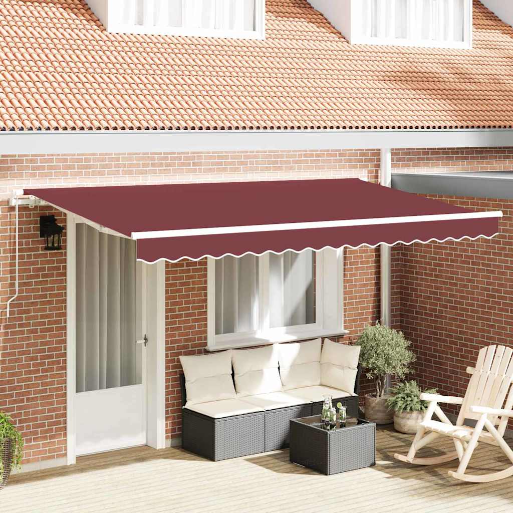 Retractable Awning Burgundy 400 x 200 cm Polyester, Aluminium