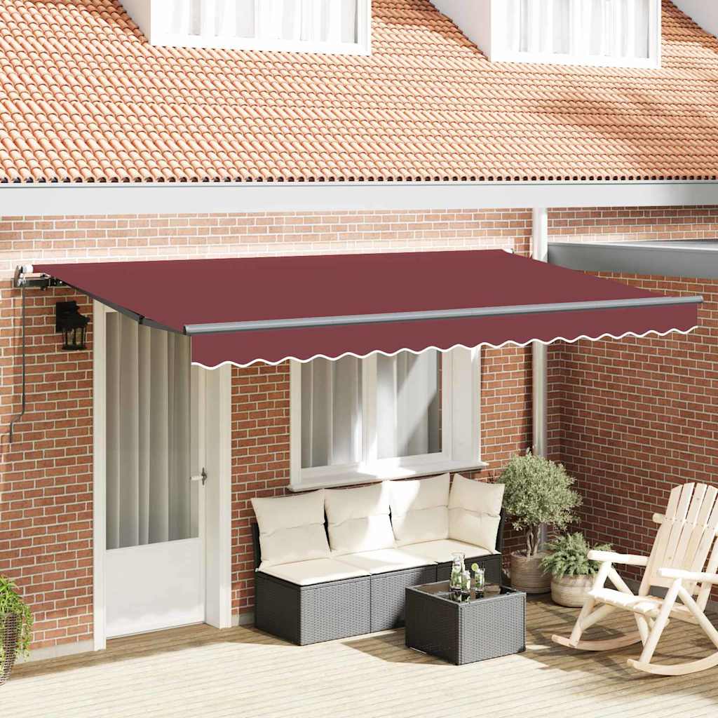 Retractable Awning Burgundy 400 x 200 cm Polyester, Aluminium