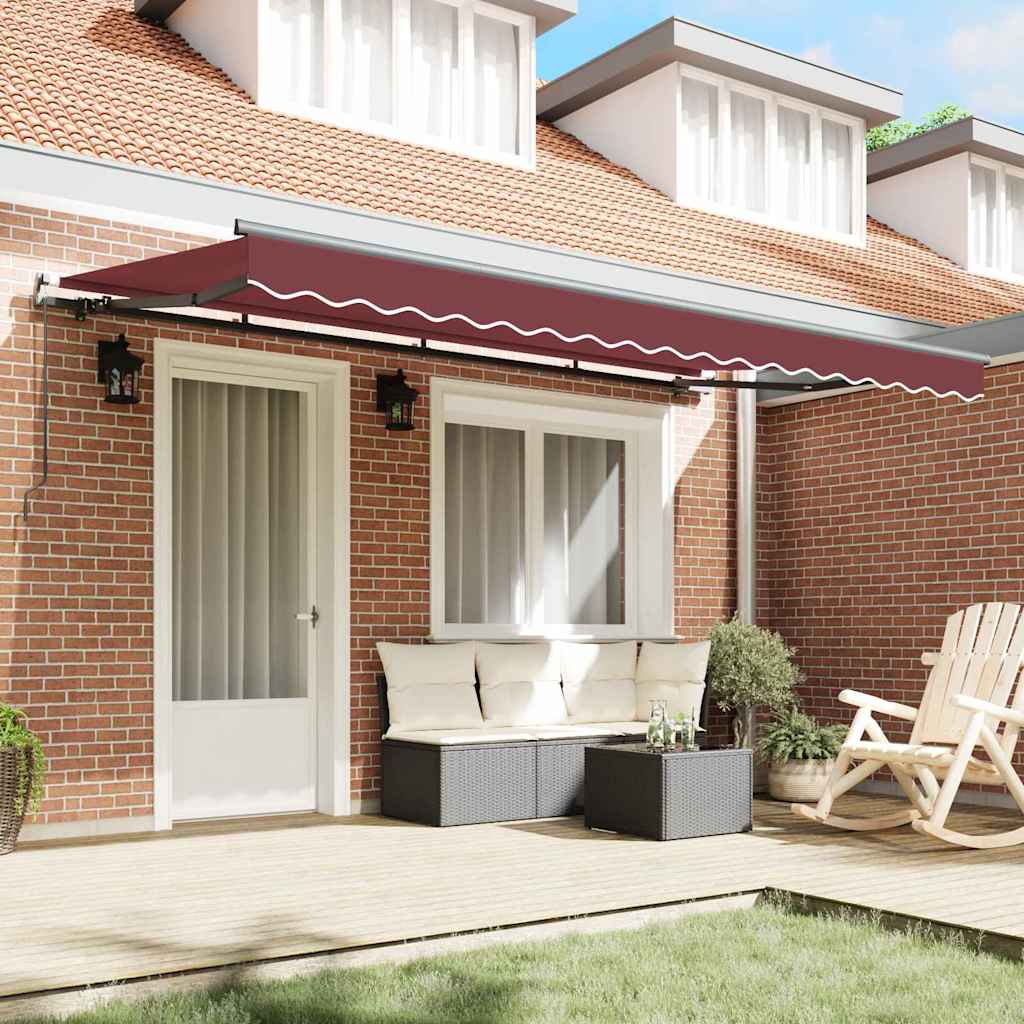 Retractable Awning Burgundy 400 x 200 cm Polyester, Aluminium