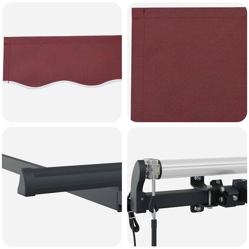Retractable Awning Burgundy 400 x 200 cm Polyester, Aluminium
