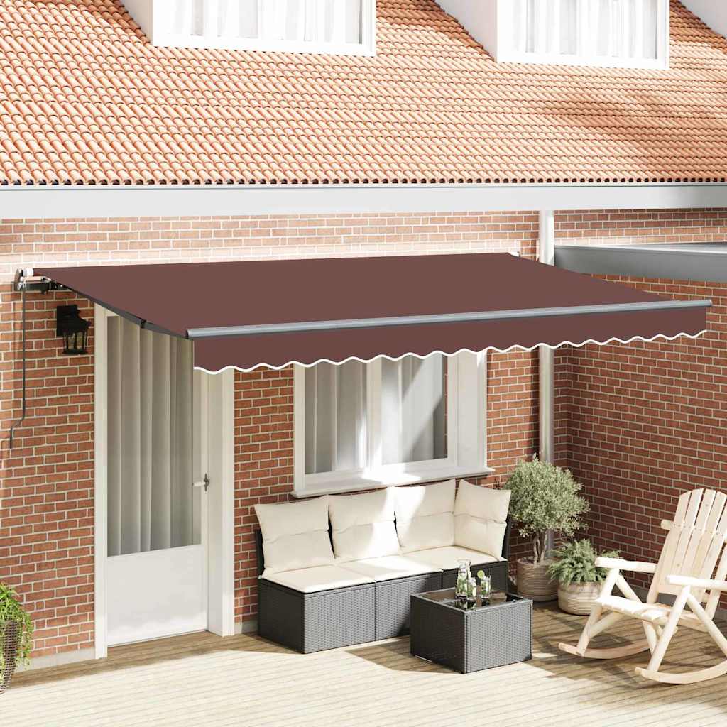 Retractable Awning Brown 400 x 200 cm Polyester, Aluminium