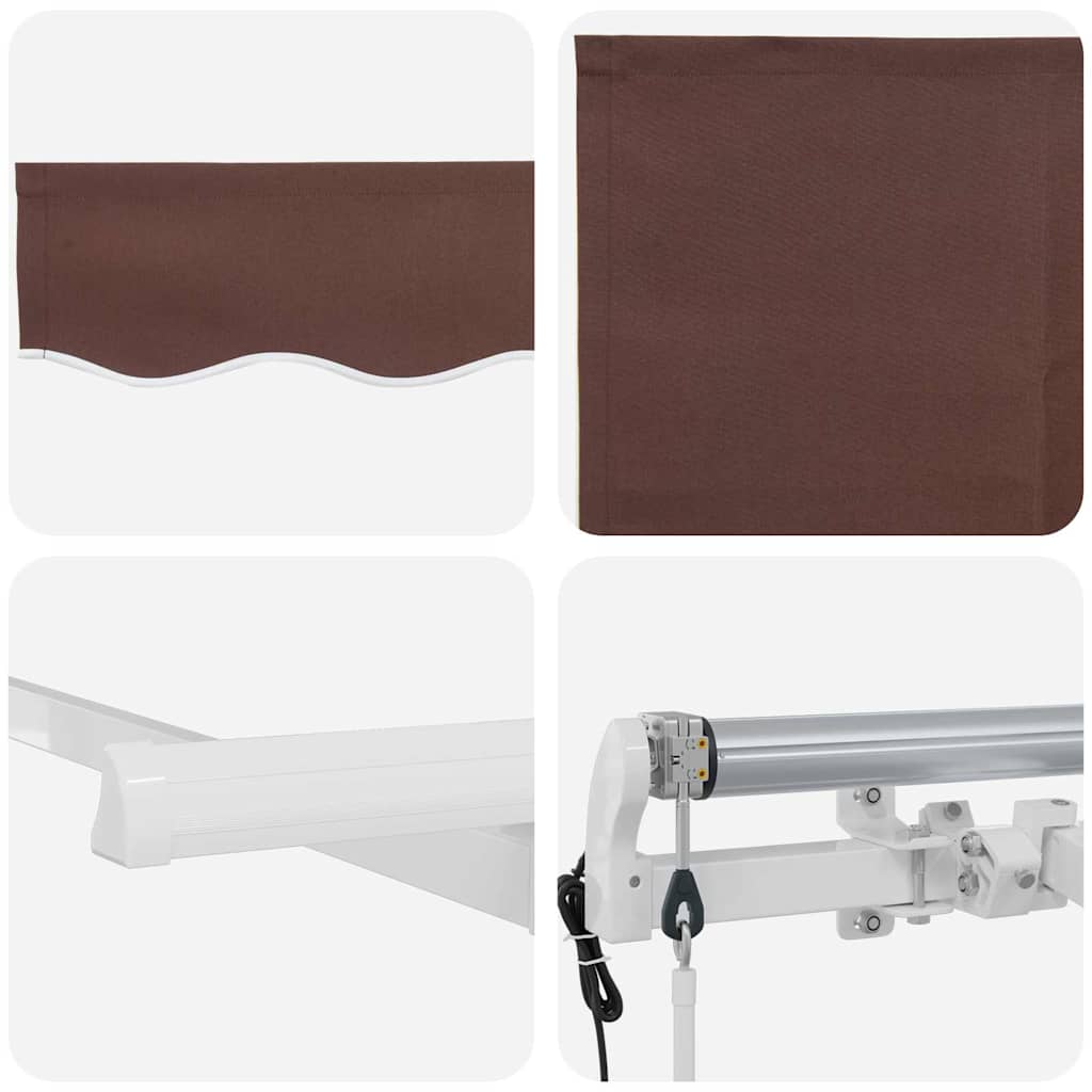 Retractable Awning Brown 400 x 200 cm Polyester, Aluminium