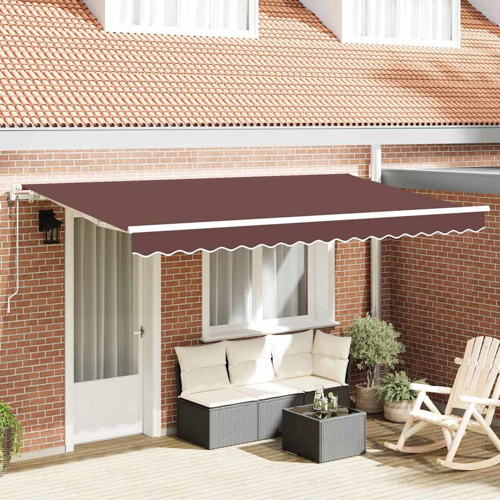 Retractable Awning Brown 400 x 200 cm Polyester, Aluminium