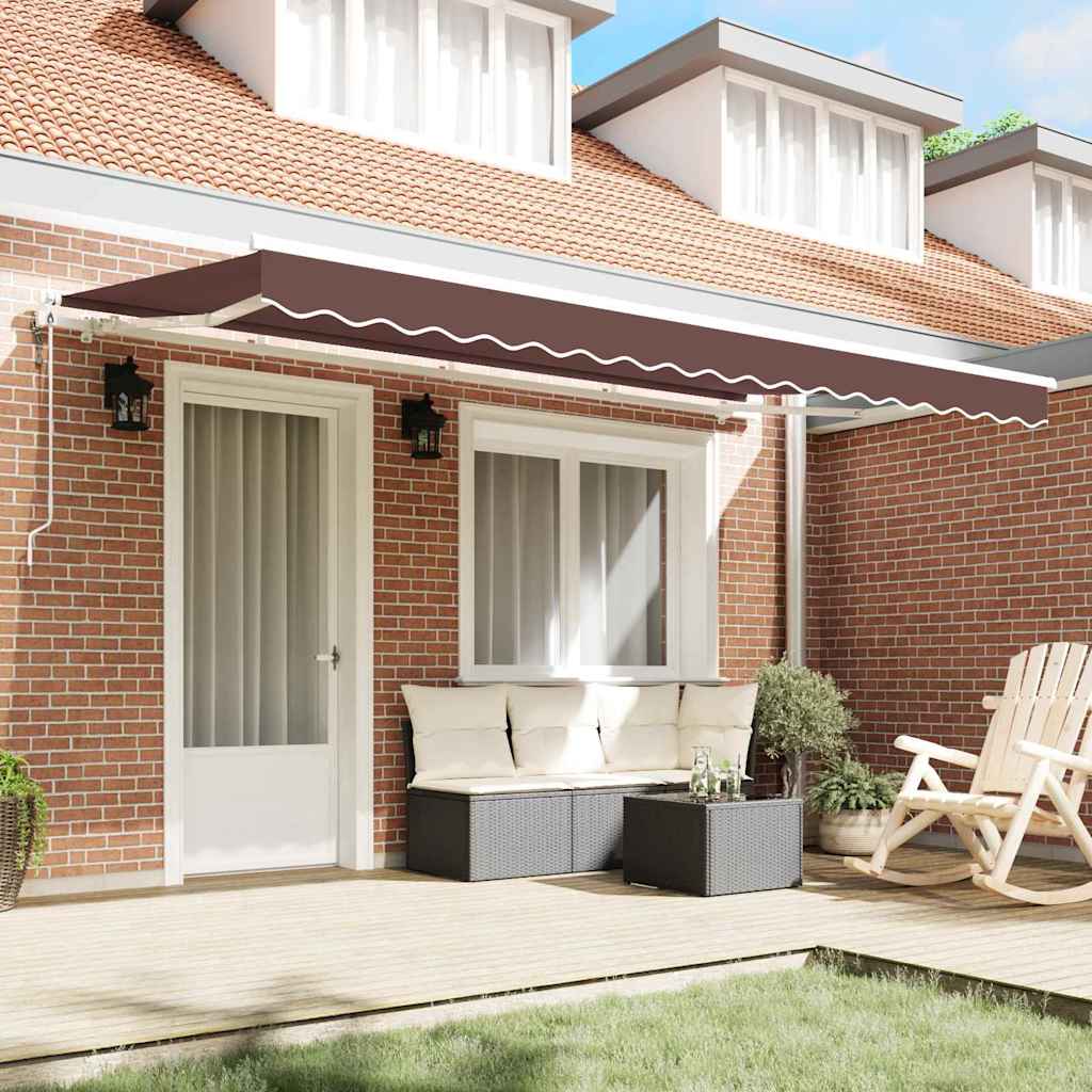 Retractable Awning Brown 400 x 200 cm Polyester, Aluminium