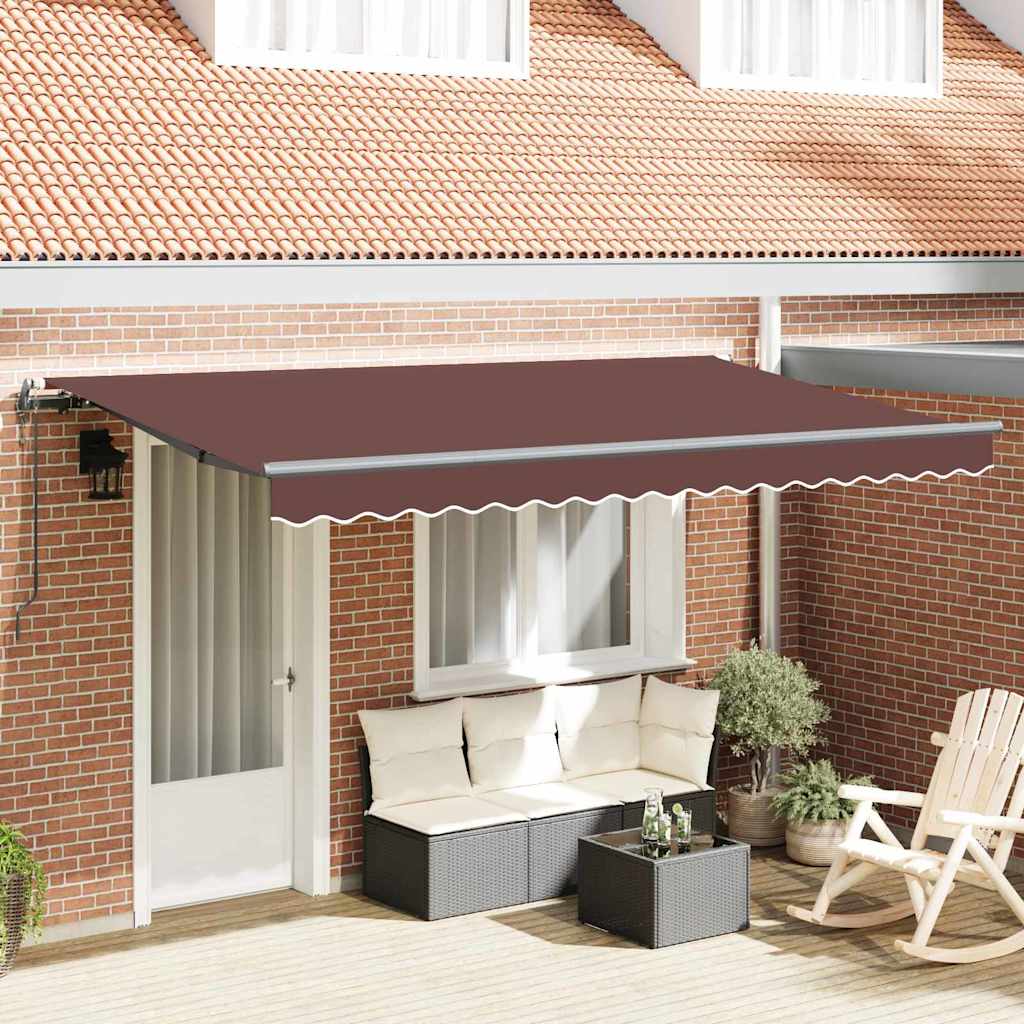 Retractable Awning Brown 400 x 200 cm Polyester, Aluminium