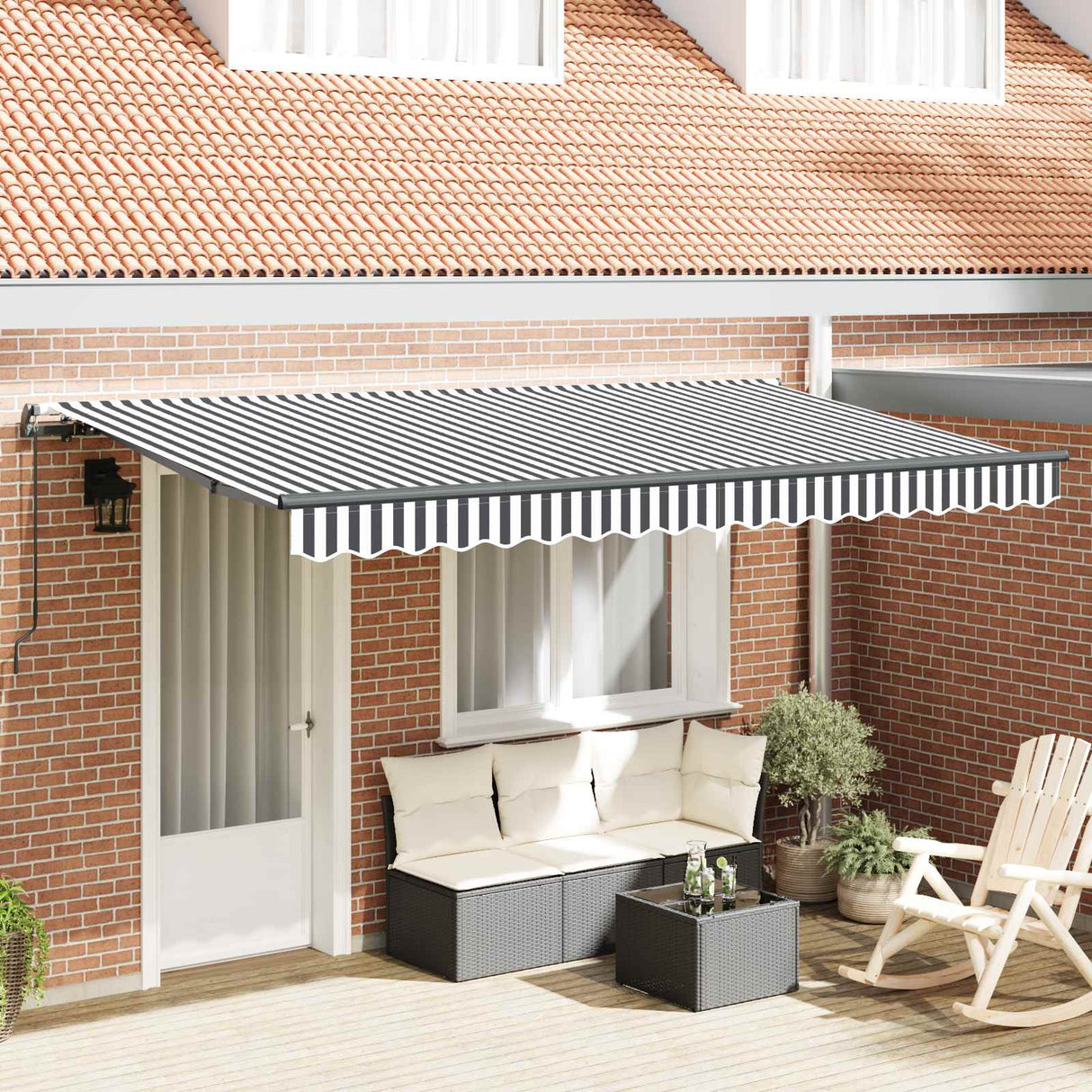 Retractable Awning Manual Anthracite 400 x 200 cm Fabric