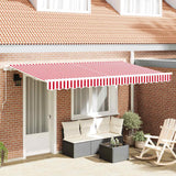 Retractable Awning Red, White 400 x 200 cm Polyester, Aluminium