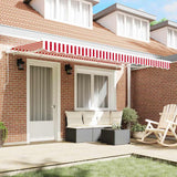 Retractable Awning Red, White 400 x 200 cm Polyester, Aluminium