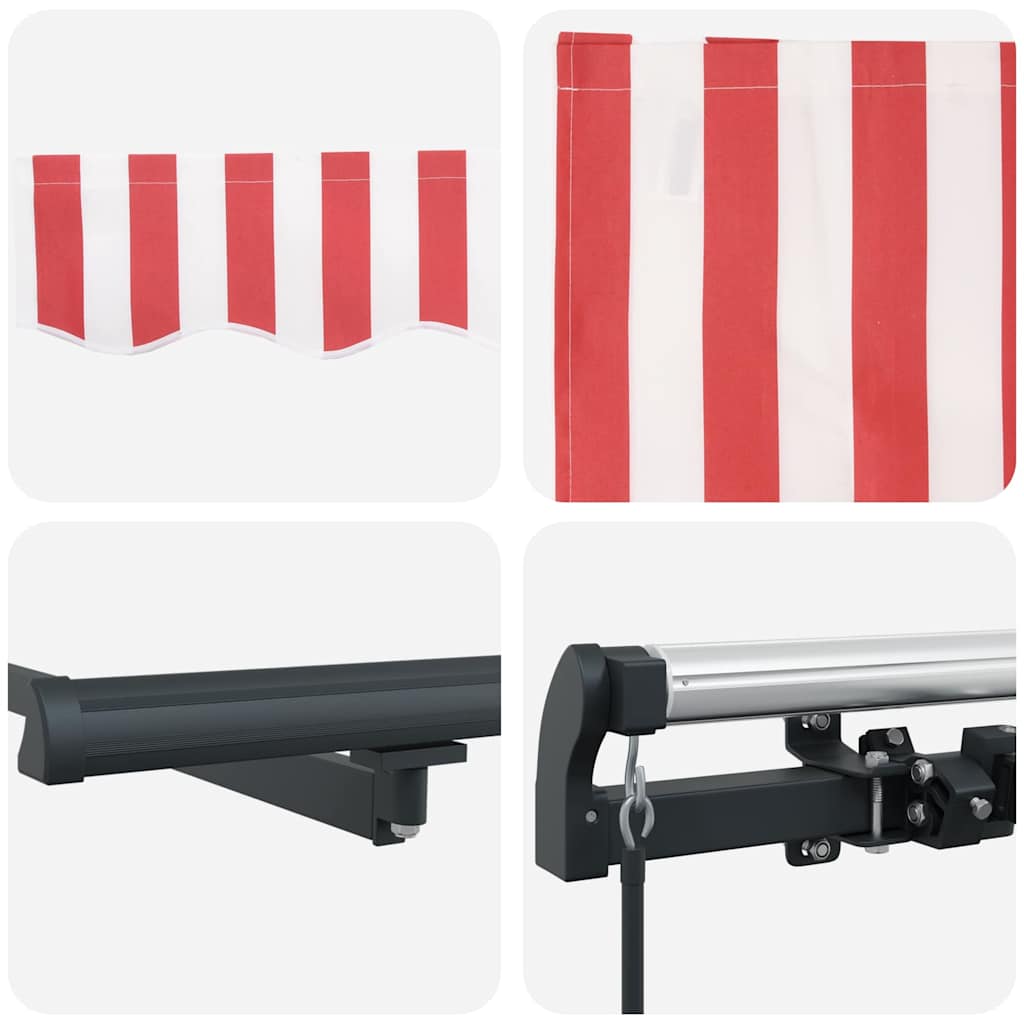 Retractable Awning Red, White 400 x 200 cm Polyester, Aluminium