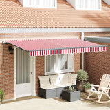Retractable Awning Red, White 400 x 200 cm Polyester, Aluminium