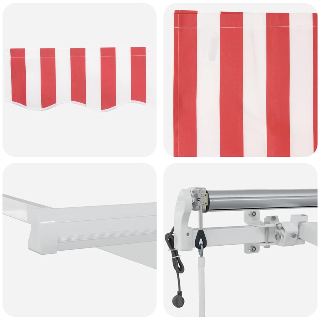 Retractable Awning Red, White 400 x 200 cm Polyester, Aluminium