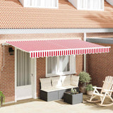 Retractable Awning Red, White 400 x 200 cm Polyester, Aluminium
