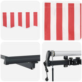 Retractable Awning Red, White 400 x 200 cm Polyester, Aluminium